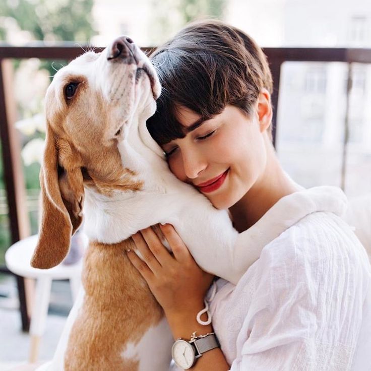 Czułe tulenie Zdjęcie kobiety przytulającej się do psa